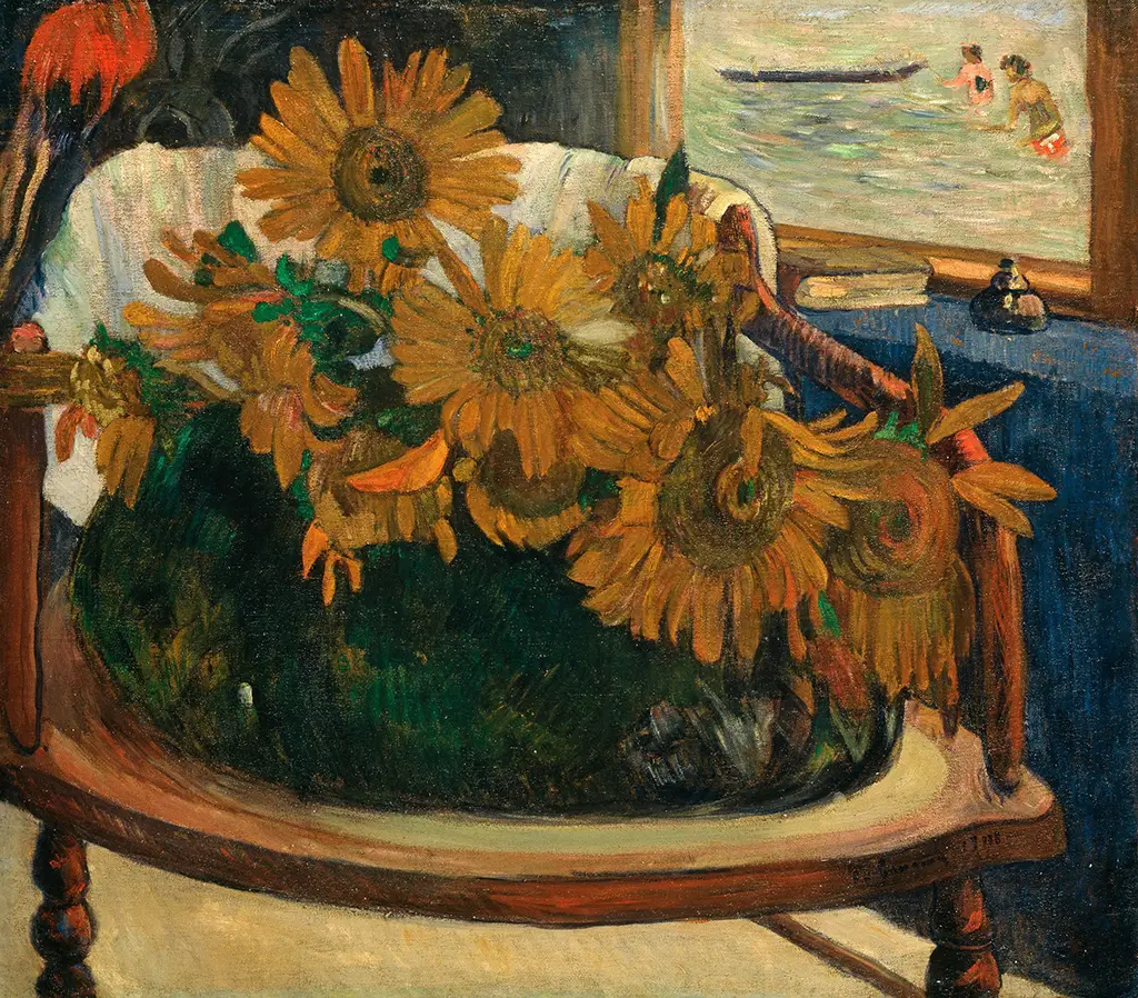Still Life with Sunflowers on an Armchair in Detail Paul Gauguin